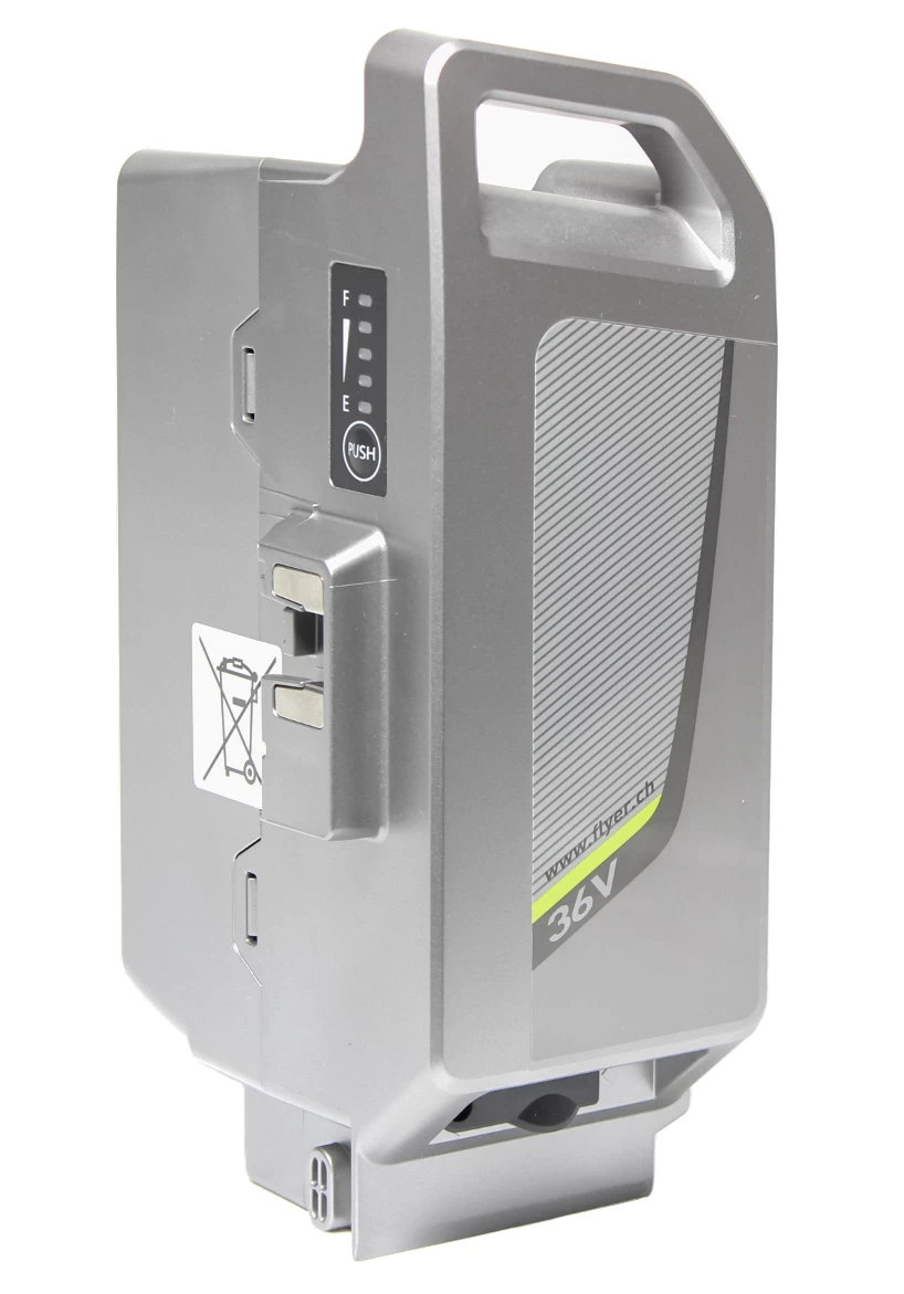 Panasonic E-Bike Battery - 36 Volt - 15 Ah / 18 Ah Flyer, Kettler, KTM - from 2014 Panasonic E-Bike Battery - 36 Volt - 15 Ah / 18 Ah Flyer, Kettler, KTM - From 2014 -Bike Zubehör panasonic e bike battery 18ah silver